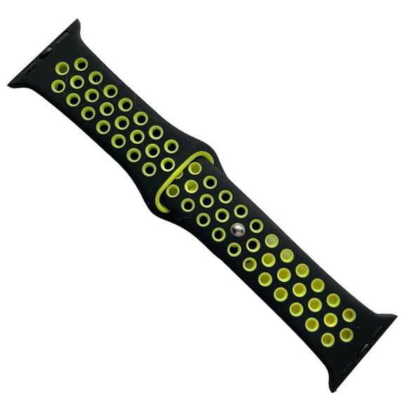 5/$20 NEW Black / Volt Holes Silicone Sport Band Apple Watch 38/40/41mm M/L - Picture 2 of 8